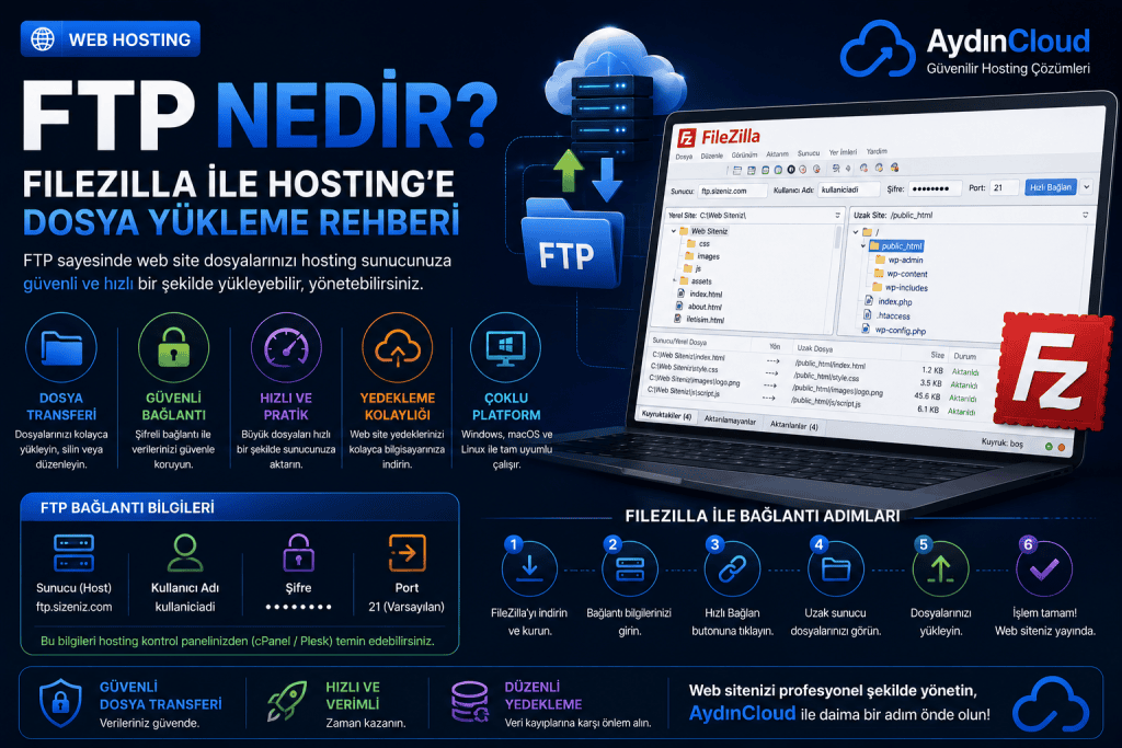 FTP Nedir? FileZilla ile Hosting’e Dosya Yükleme Rehberi