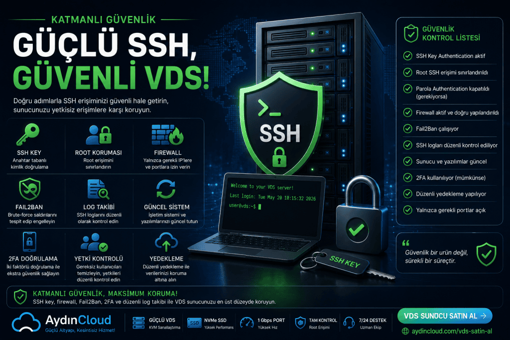 VDS SSH Güvenliği Güçlü SSH Güvenli VDS