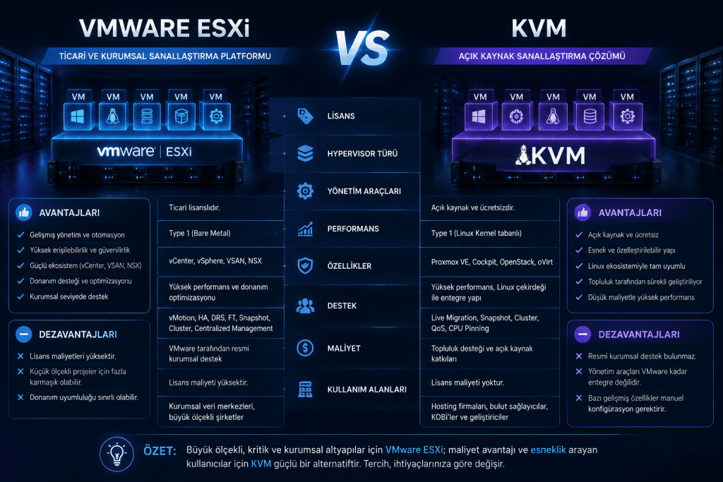 Vmware Esxi ile Kvm Arasındaki Farklar