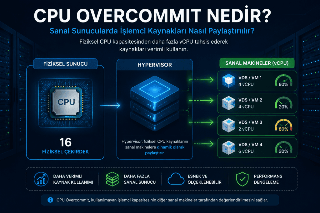 CPU Overcommit Nedir? VDS Sunucuda İşlemci Nasıl Paylaştırılır?