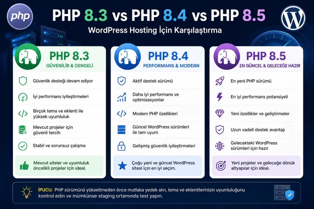 Wordpress Hosting Php Sürümü Karşılaştırma