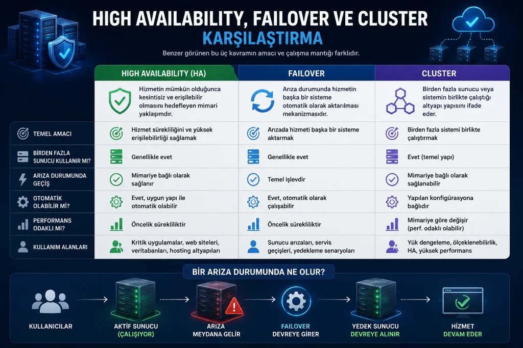 High Availability Failover ve Cluster karşılaştırması
