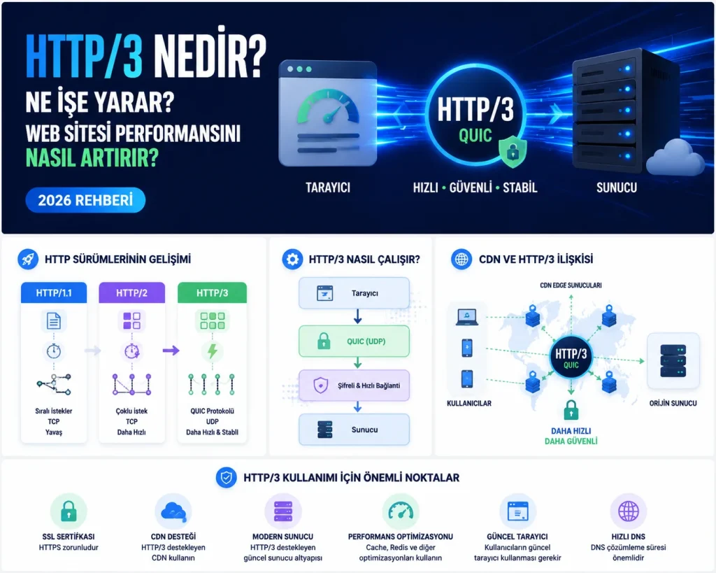 HTTP/3 Nedir? Web Sitesi Performansını Nasıl Artırır? (2026)