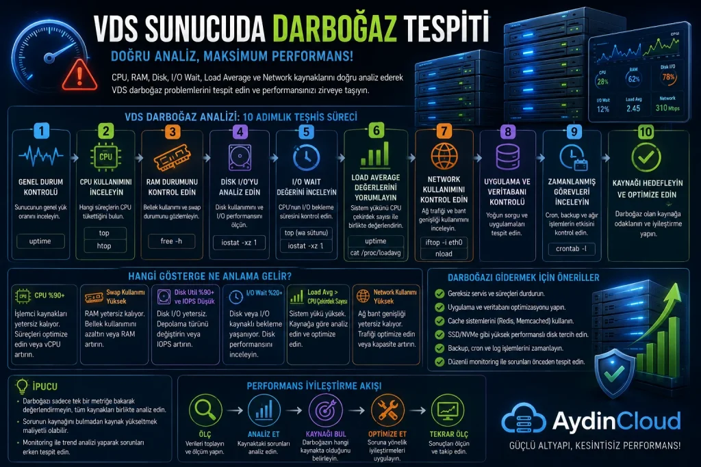 VDS sunucuda darboğaz tespiti ve performans optimizasyonu