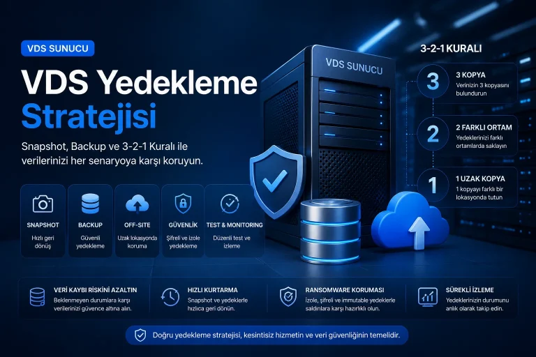 VDS yedekleme stratejisi snapshot backup ve 3-2-1 kuralı