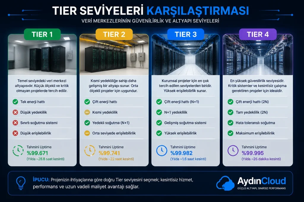 Veri Merkezi Nedir Tier Seviyesi Karşılaştırma