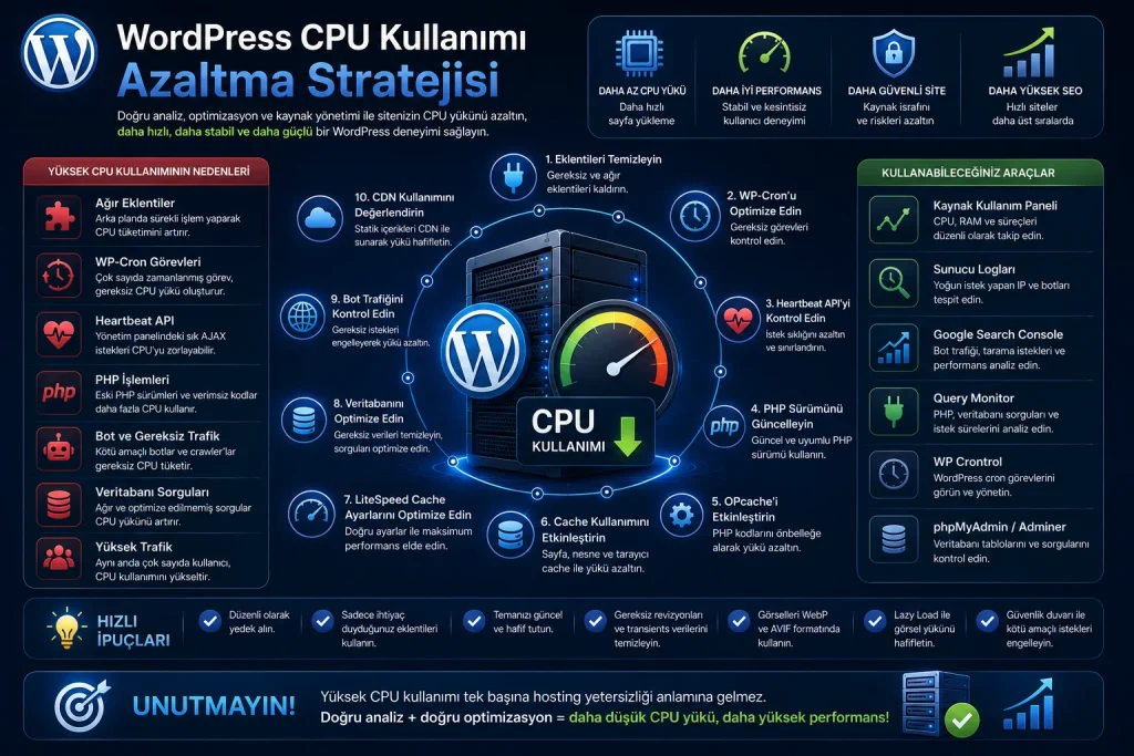 WordPress CPU kullanımı azaltma stratejisi