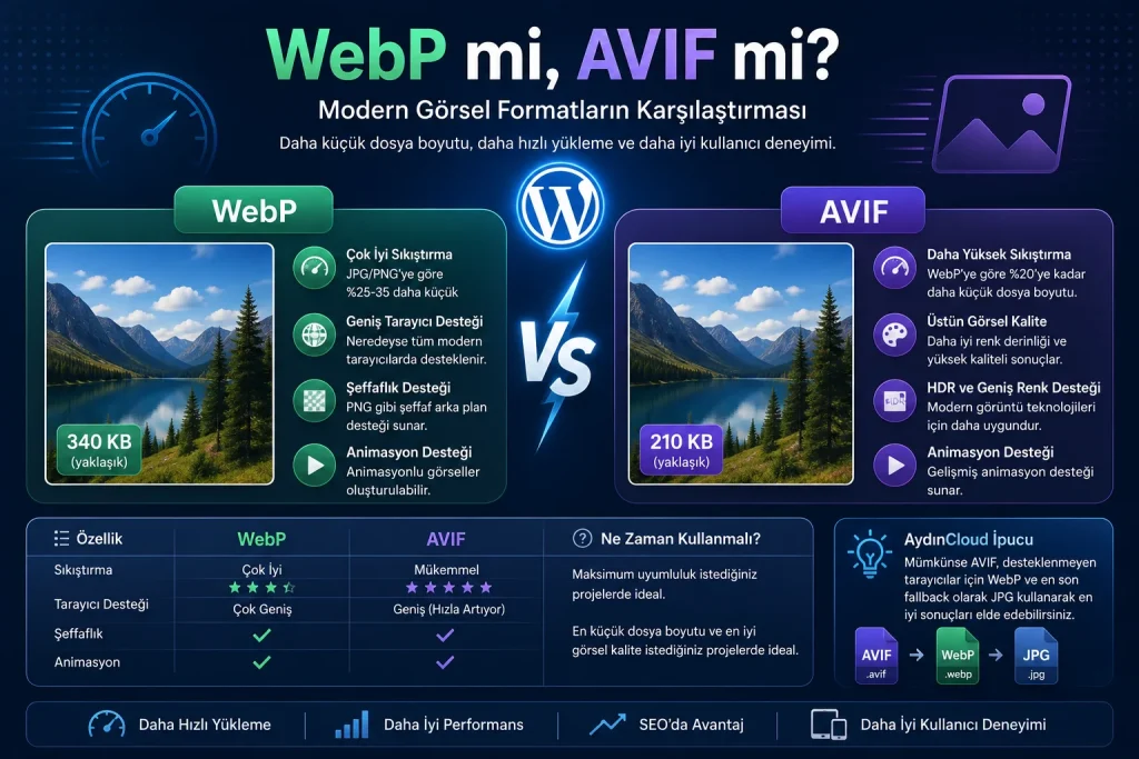 WordPress WebP ve AVIF karşılaştırması