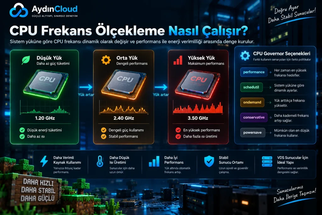 CPU frekans ölçekleme nasıl çalışır CPU governor seçenekleri
