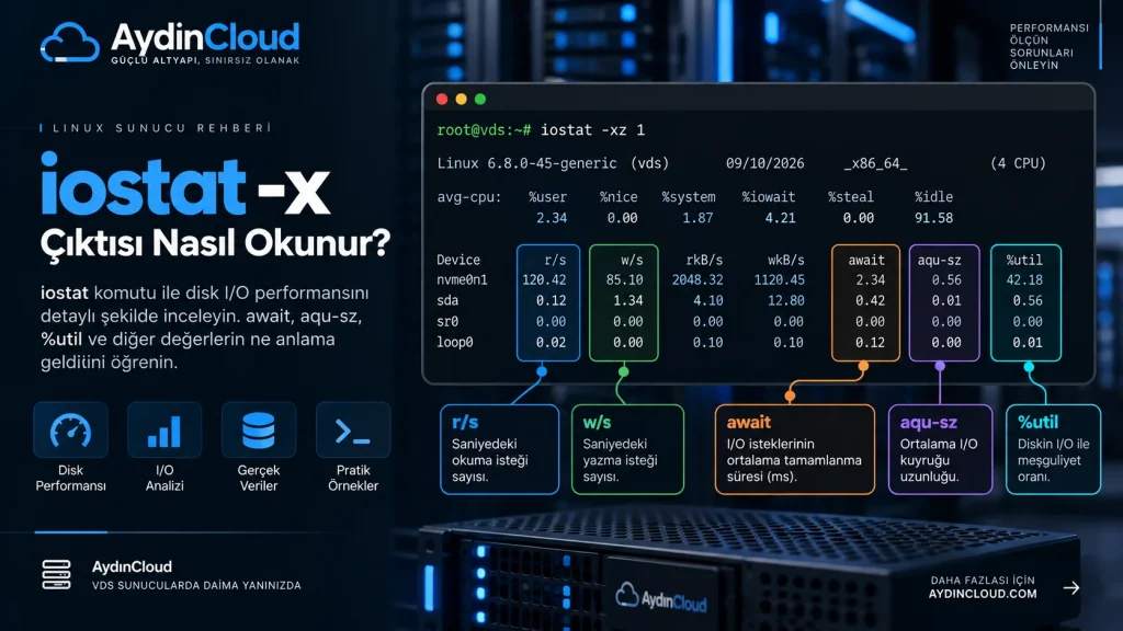iostat nedir iostat -x ile Linux disk I/O analizi