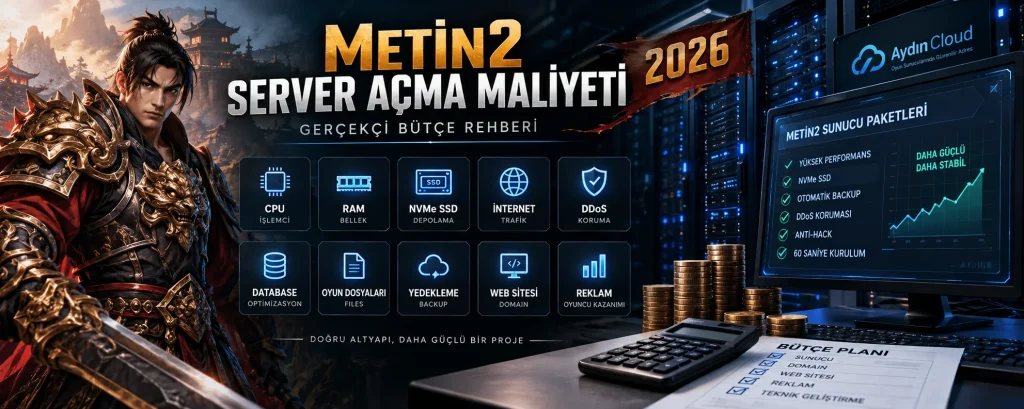 Metin2 server açma maliyeti için CPU RAM NVMe ve sunucu bütçesi