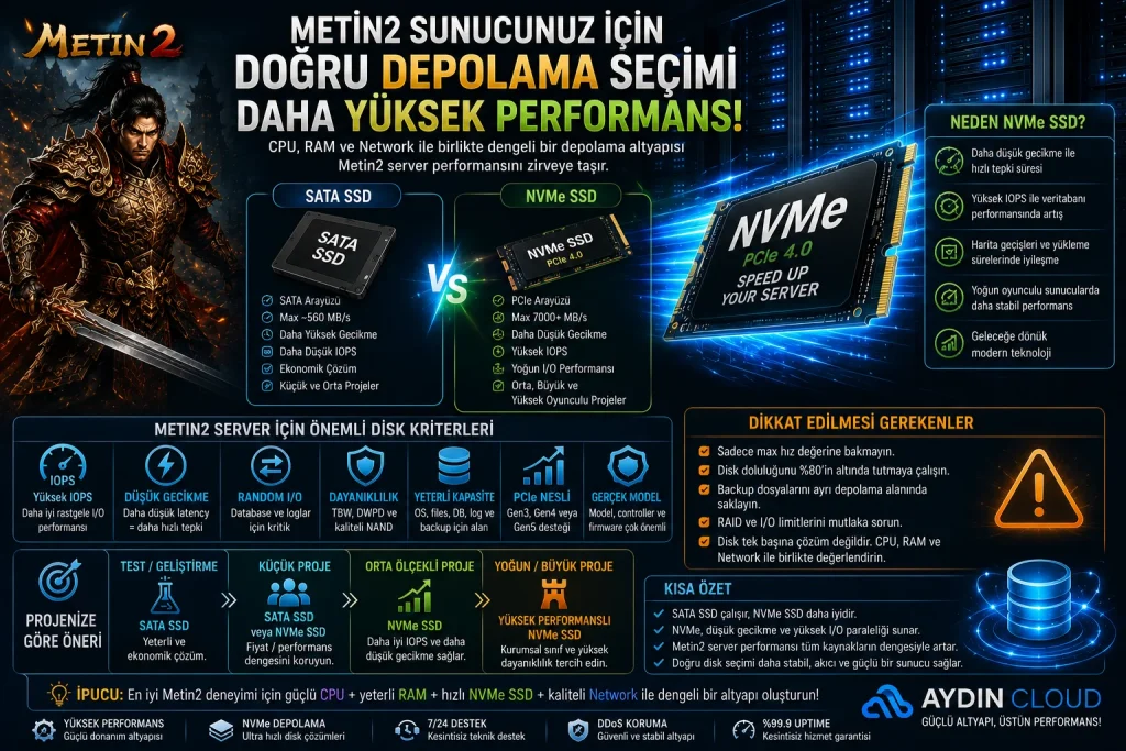 Metin2 server için doğru depolama ve NVMe SSD seçimi