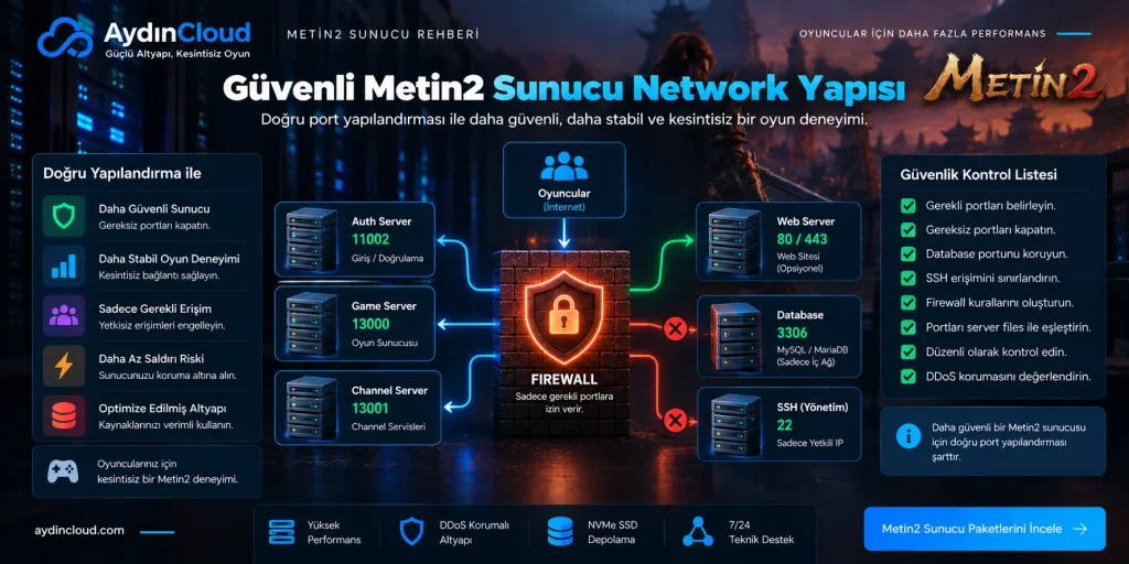 Metin2 server network ve güvenlik mimarisi