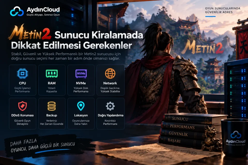 Metin2 sunucu kiralamada CPU RAM NVMe network ve DDoS kriterleri