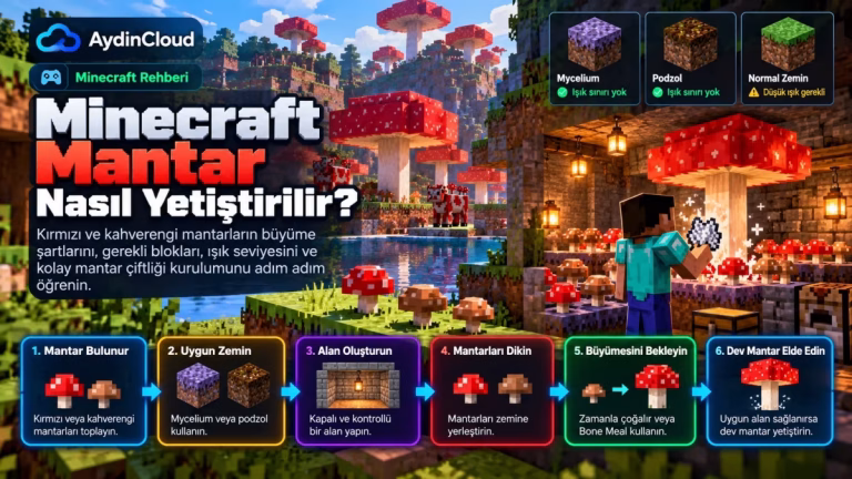 Minecraft mantar nasıl yetiştirilir sorusunu anlatan mantar çiftliği rehberi