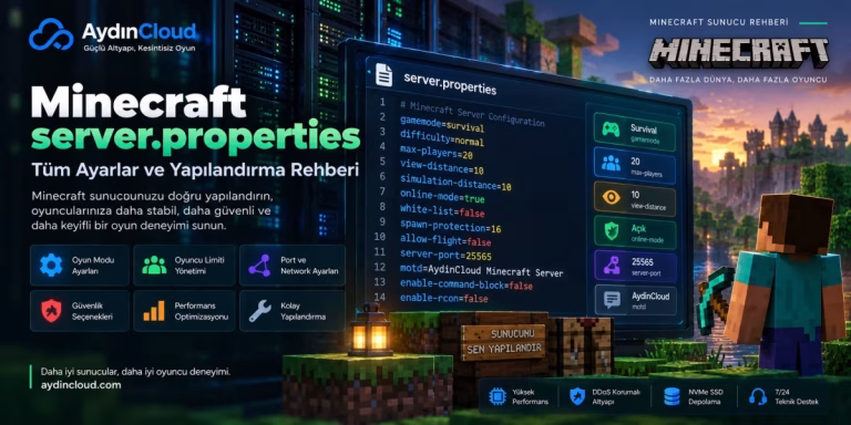 Minecraft server.properties Nedir? Tüm Ayarlar ve Ayar Rehberi