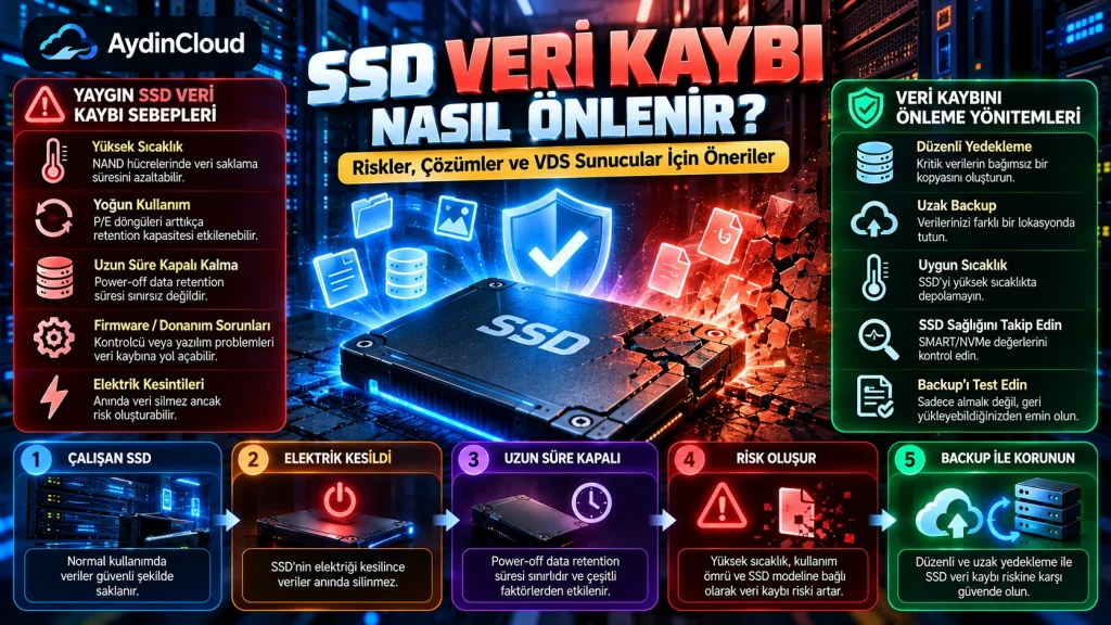 SSD veri kaybını önleme, VDS backup ve SSD sağlık kontrolü