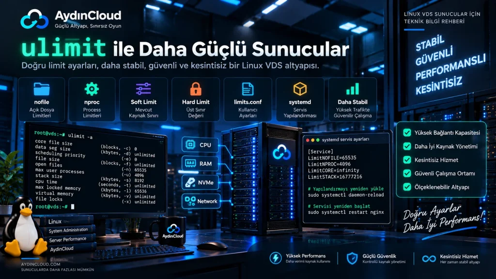 ulimit nedir systemd VDS sunucu process ve dosya limitleri