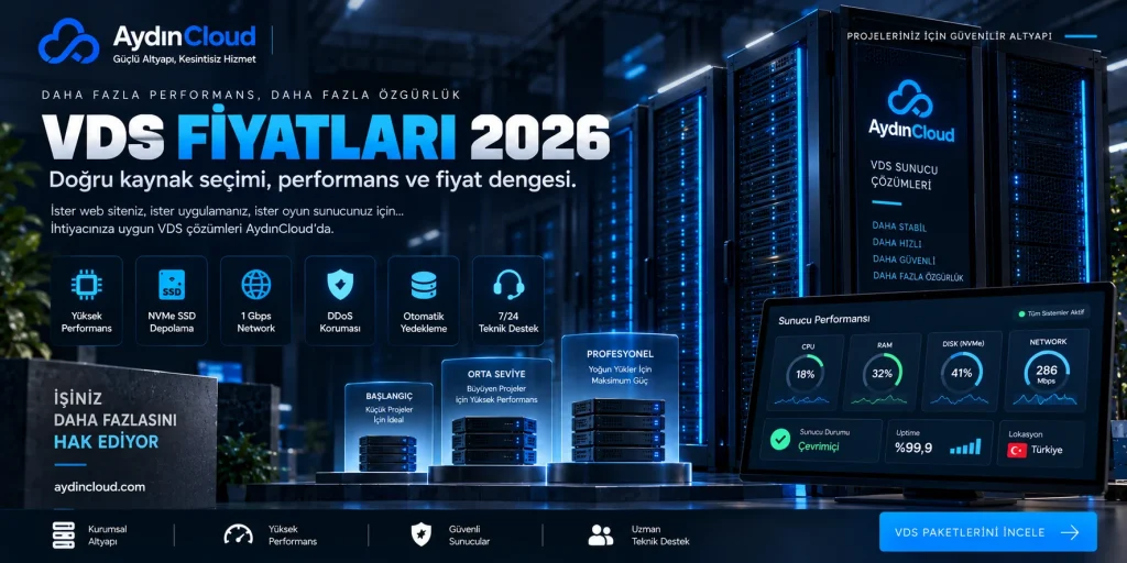VDS fiyatları 2026 ve sunucu performans seçenekleri