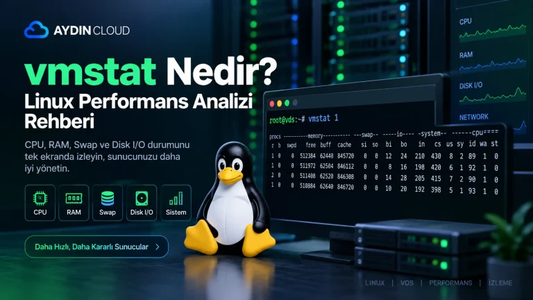 vmstat Nedir? Linux CPU, RAM ve Disk Performansı Nasıl İzlenir?