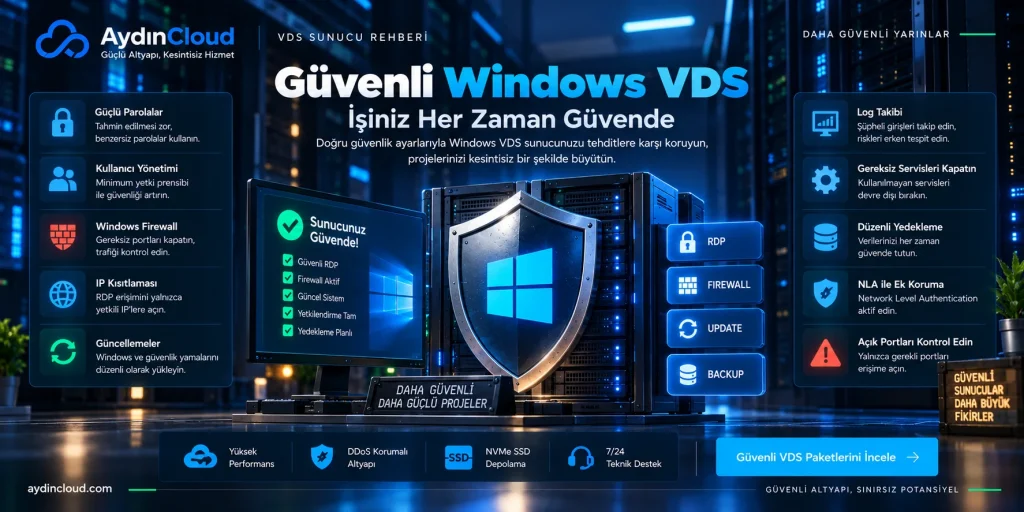 Güvenli Windows VDS network ve sunucu mimarisi