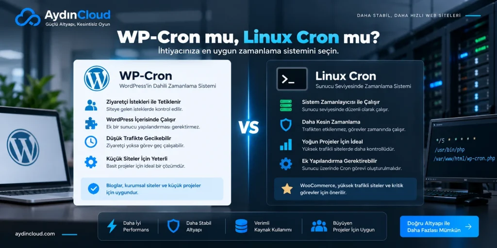WordPress WP-Cron ve Linux Cron karşılaştırması